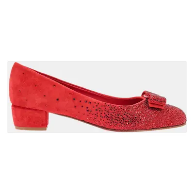 Salvatore Ferragamo Red Suede Collet Pumps EU 40.5