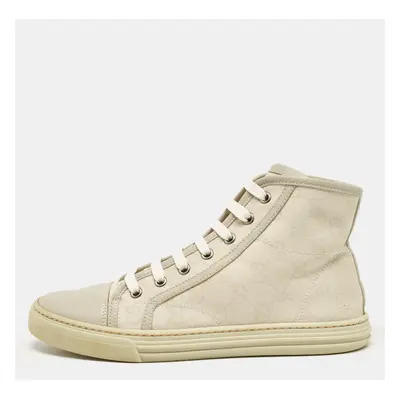 Gucci Grey GG Canvas and Leather High Top Sneakers Size