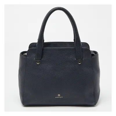 Aigner Blue Grained Leather Cybill Tote