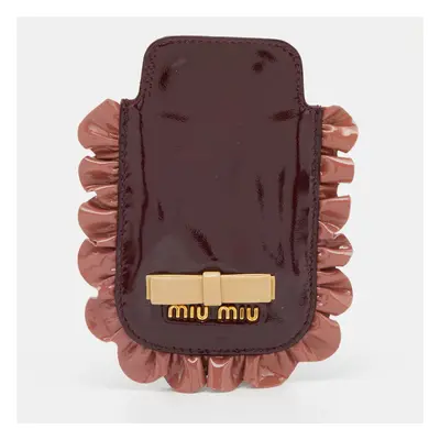 Miu Miu Burgundy/Pink Patent Leather Ruffle Phone Case