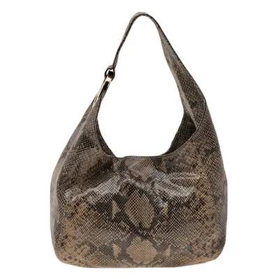 MICHAEL Michael Kors Brown Python Embossed Leather Hobo