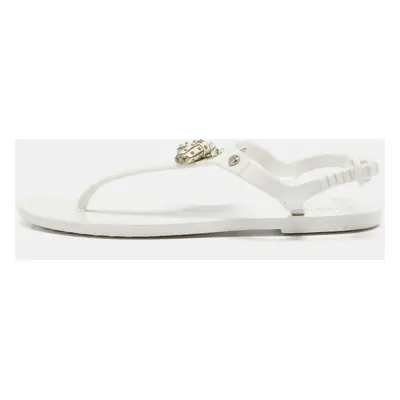 Tod's White Rubber Fringe Bow Thong Flat Sandals Size