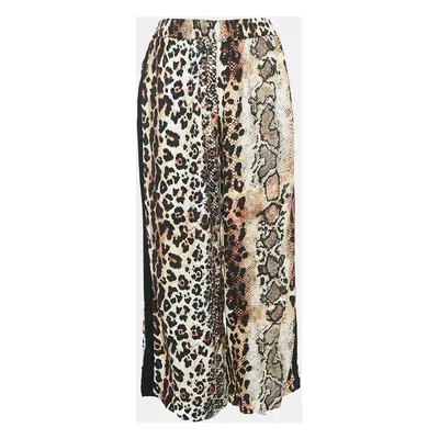 Just Cavalli Multicolor Snake Print Crepe Wide-Leg Palazzo Pants