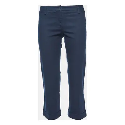 Dolce & Gabbana Navy Blue Cotton Capri Pants