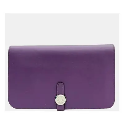 Hermes Purple Leather Dogon Wallet