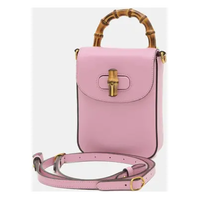 Gucci Calf Pink Bamboo Shoulder Bag