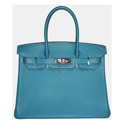 Hermes Cherve Teal Leather PHW Birkin bag