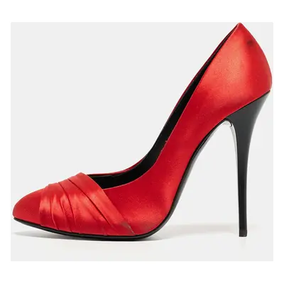 Giuseppe Zanotti Red Satin Round Toe Pumps Size