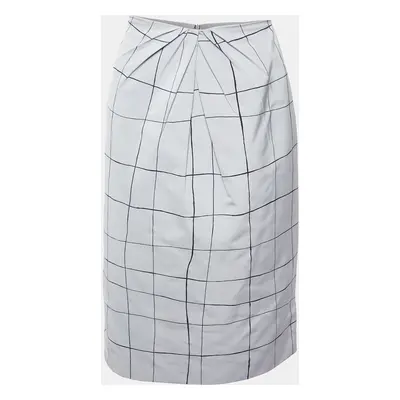 Valentino Grey Checked Faille Knee Length Skirt