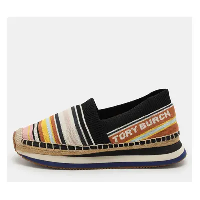 Tory Burch Multicolor Stretch Fabric Daisy Logo Espadrille Slip On Sneakers