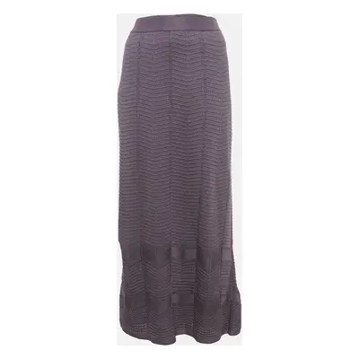 M Missoni Light Purple Chevron Pattern Knit Maxi Skirt