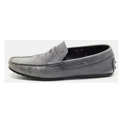 Tod's Grey Leather Penny Loafers Size