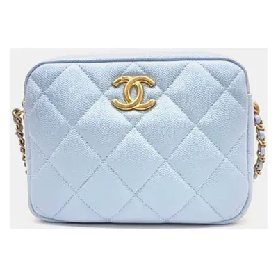 Chanel Light Blue Iridescent Caviar Mini Camera Bag