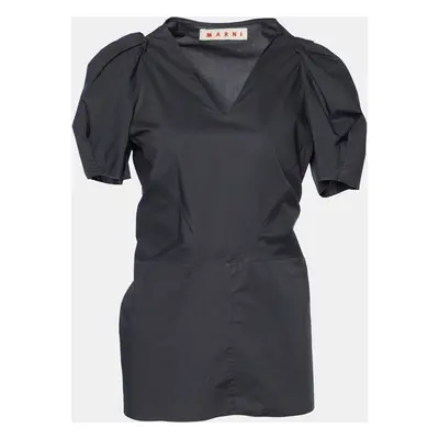 Marni Charcoal Grey Cotton V Neck Top