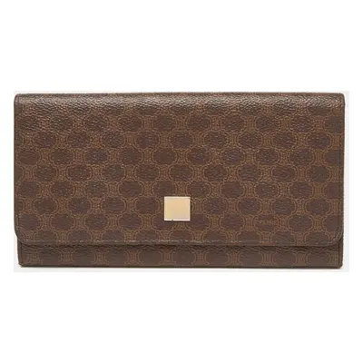 Celine Brown Macadam Coated Canvas and Leather Continental Wallet