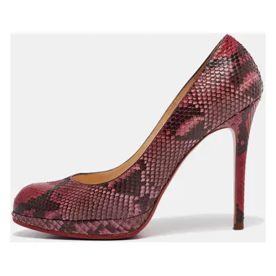 Christian Louboutin Red/Black Python New Simple Pumps Size 38.5