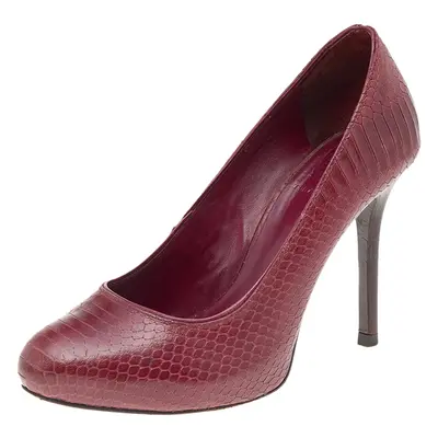 Tory Burch Burgundy Python Embossed Leather Pumps Size 35.5