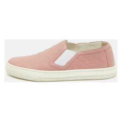 Gucci Pink Microguccissima Leather Slip On Sneakers Size 35.5