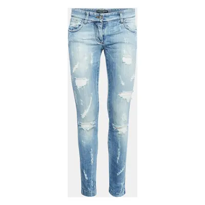 Dolce & Gabbana Blue Distressed Denim Skinny Jeans Waist 30"