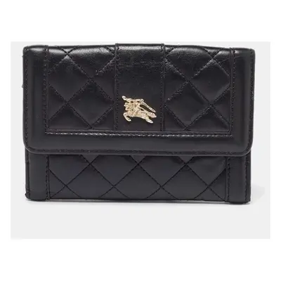 Burberry Black Leather TriFold Compact Wallet