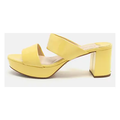 Prada Yellow Patent Leather Platform Slide Sandals Size