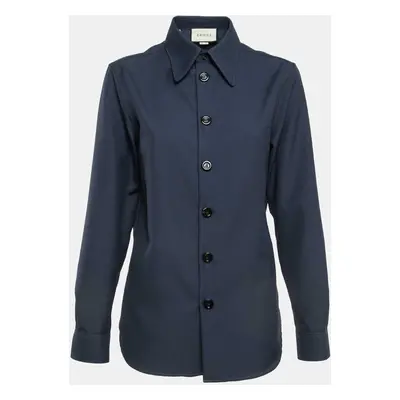 Gucci Blue Gabardine Button Front Shirt