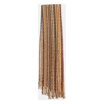 Missoni Brown Sequin Embellished Striped Wool Knit Stole