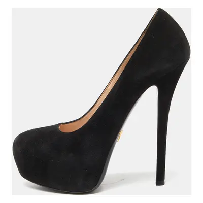 Prada Black Suede Platform Pumps Size