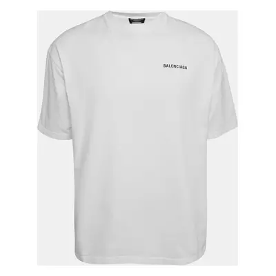 Balenciaga White Printed Cotton Oversized T-Shirt