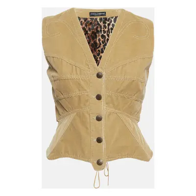 Dolce & Gabbana Tan Corduroy Lace-Up Vest