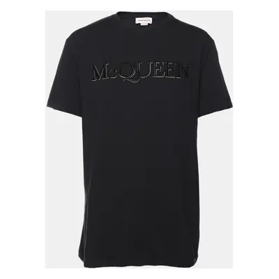 Alexander McQueen Navy Blue Jersey Logo Crew Neck T-Shirt