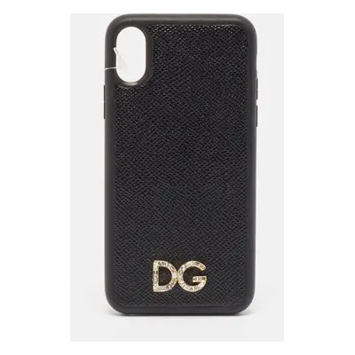 Dolce & Gabbana Black DG Logo Crystals iPhone X Case