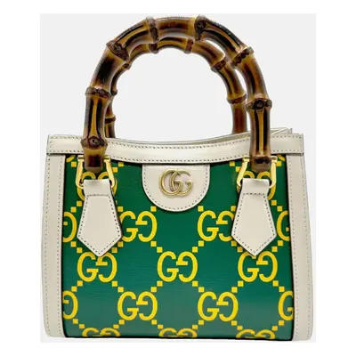 Gucci Ivory x Green Yellow Leather Shoulder Bag