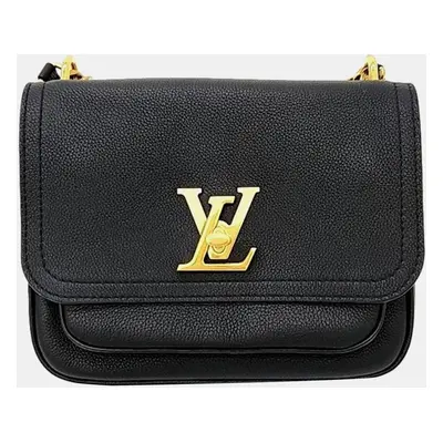 Louis Vuitton Black Leather Lock Me Chain PM Handbag