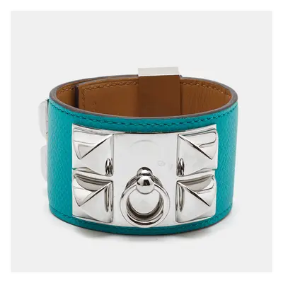 Hermes Collier de Chien Leather Palladium Plated Wide Bracelet