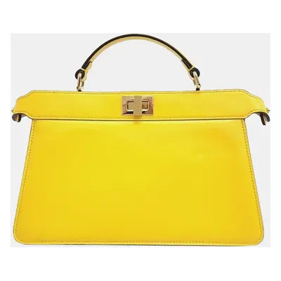 Fendi Yellow Leather Peekaboo I See You Tote Handbag