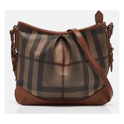 Burberry Brown Smoke Check PVC and Leather Hartham Crossbody Bag