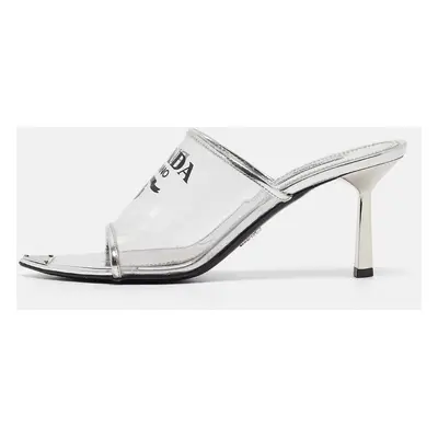 Prada Transparent PVC Logo Print Slide Sandals Size