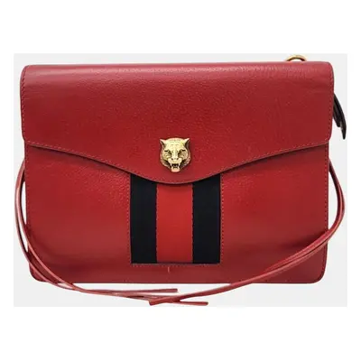 Gucci Red leather Animalier Chain Shoulder Bag