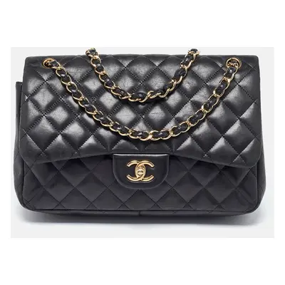 Chanel Black Quilted Leather Jumbo Classic Double Flap Bag