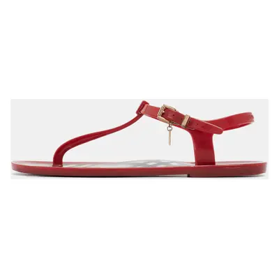 Burberry Red Jelly Thong Flat Sandals Size