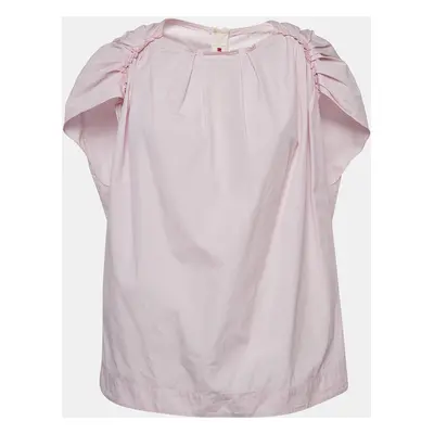 Marni Powder Pink Cotton Pleated Cap Sleeve Blouse