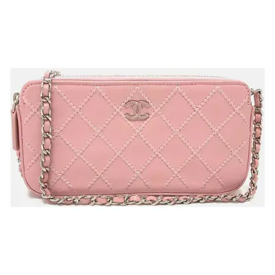 Chanel Pink CC Mark Chain Wallet Long Wallet