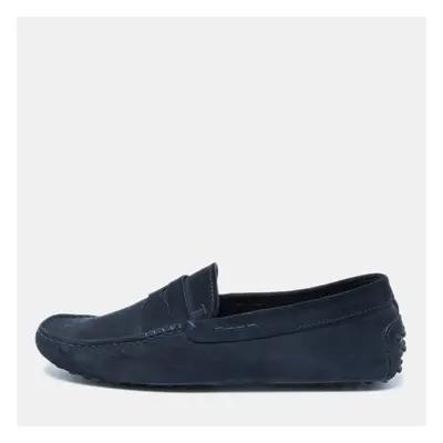 Tod's Navy Blue Nubuck Leather Gommini Loafers Size