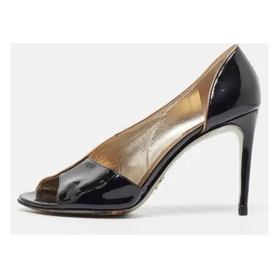 Dolce & Gabbana Black Patent Leather Open Toe D'orsay Pumps Size