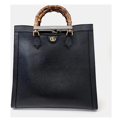 Gucci Black Leather Large Diana Tote Bag