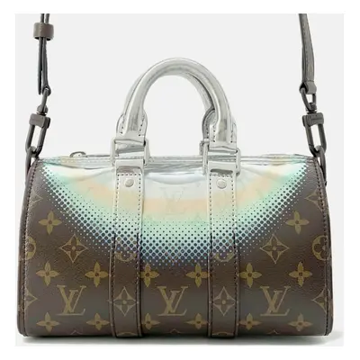 Louis Vuitton Brown/MetalicSilver Monogram Metalic Nebula Keepall Bandouliere bag Size