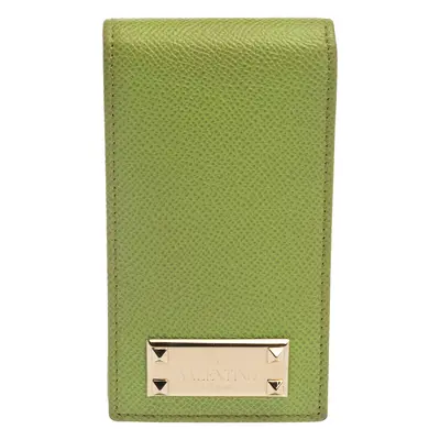 Valentino Green Grained Leather Rockstud iPhone Flip Case