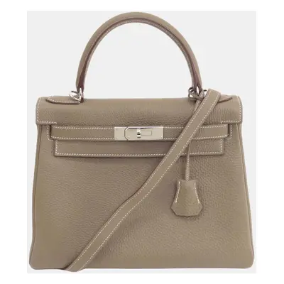 Hermes Etoupe Togo Kelly Handbag