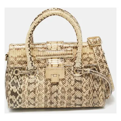 Jimmy Choo Beige/Black Water Snake Rosalie Satchel